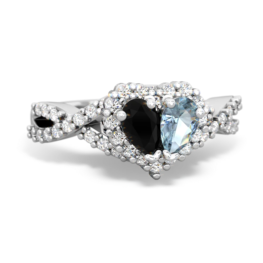 Onyx Diamond Twist 'One Heart' 14K White Gold ring R2640HRT