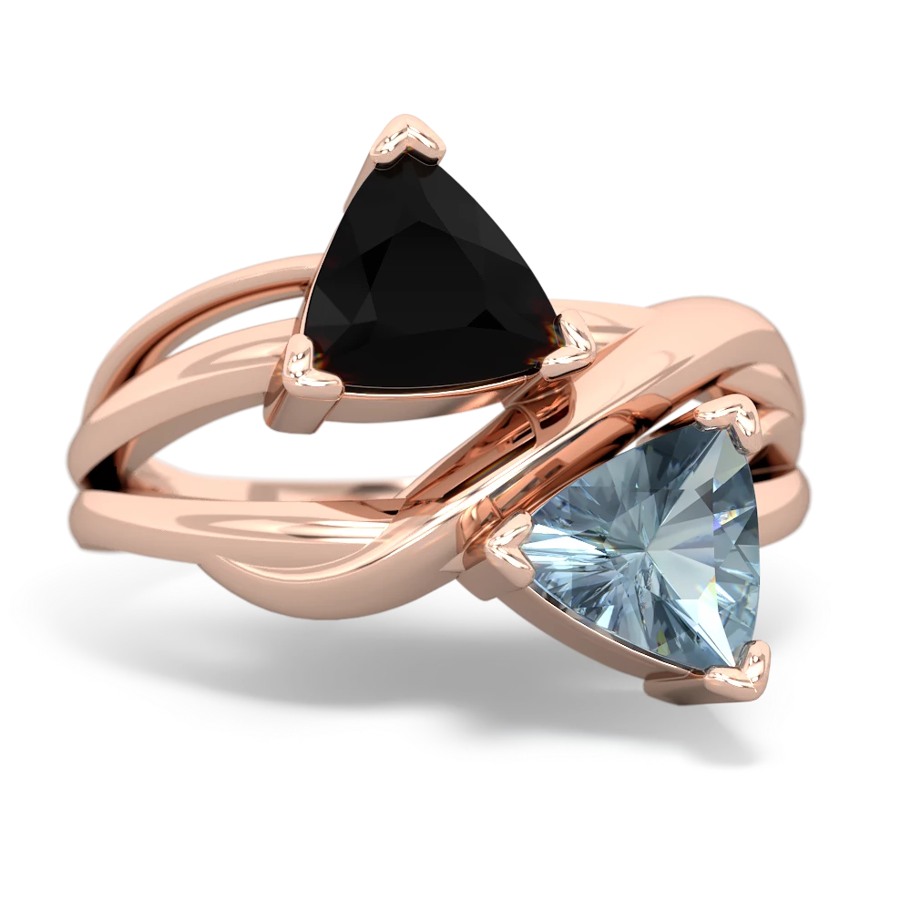 Onyx Split Band Swirl 14K Rose Gold ring R2341