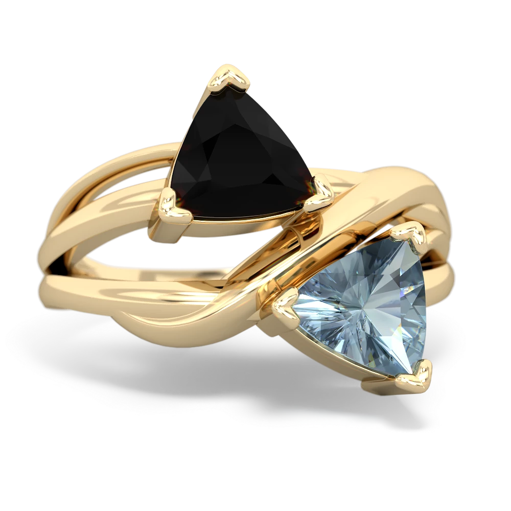 Onyx Split Band Swirl 14K Yellow Gold ring R2341