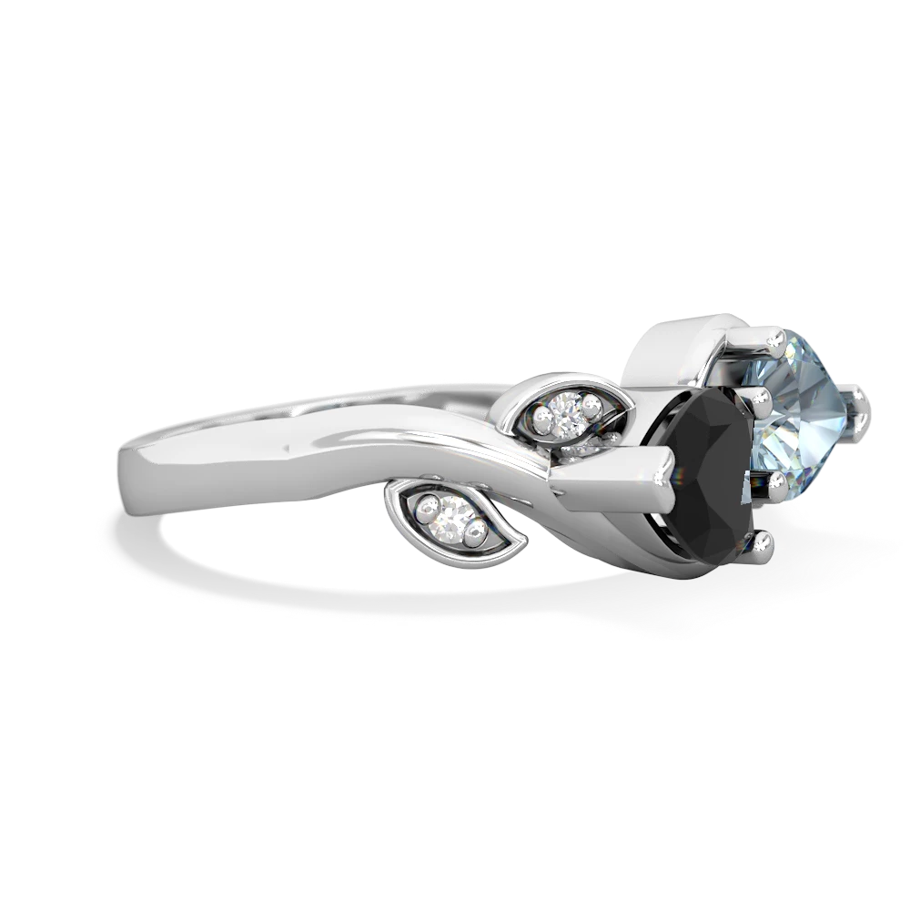 Onyx Floral Elegance 14K White Gold ring R5790