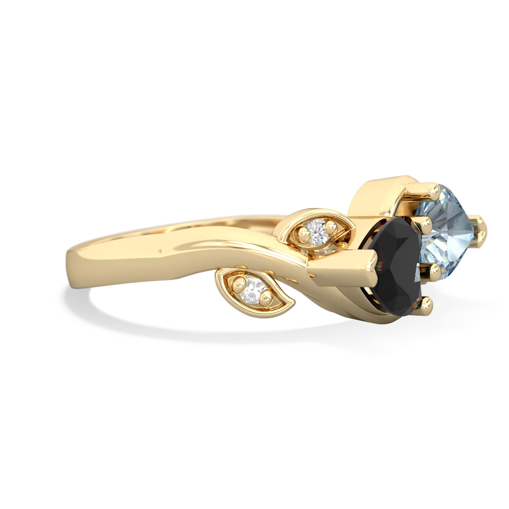 Onyx Floral Elegance 14K Yellow Gold ring R5790