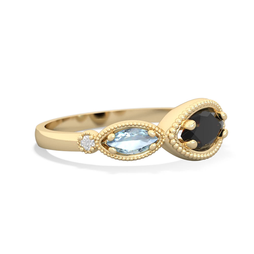 Onyx Milgrain Marquise 14K Yellow Gold ring R5700