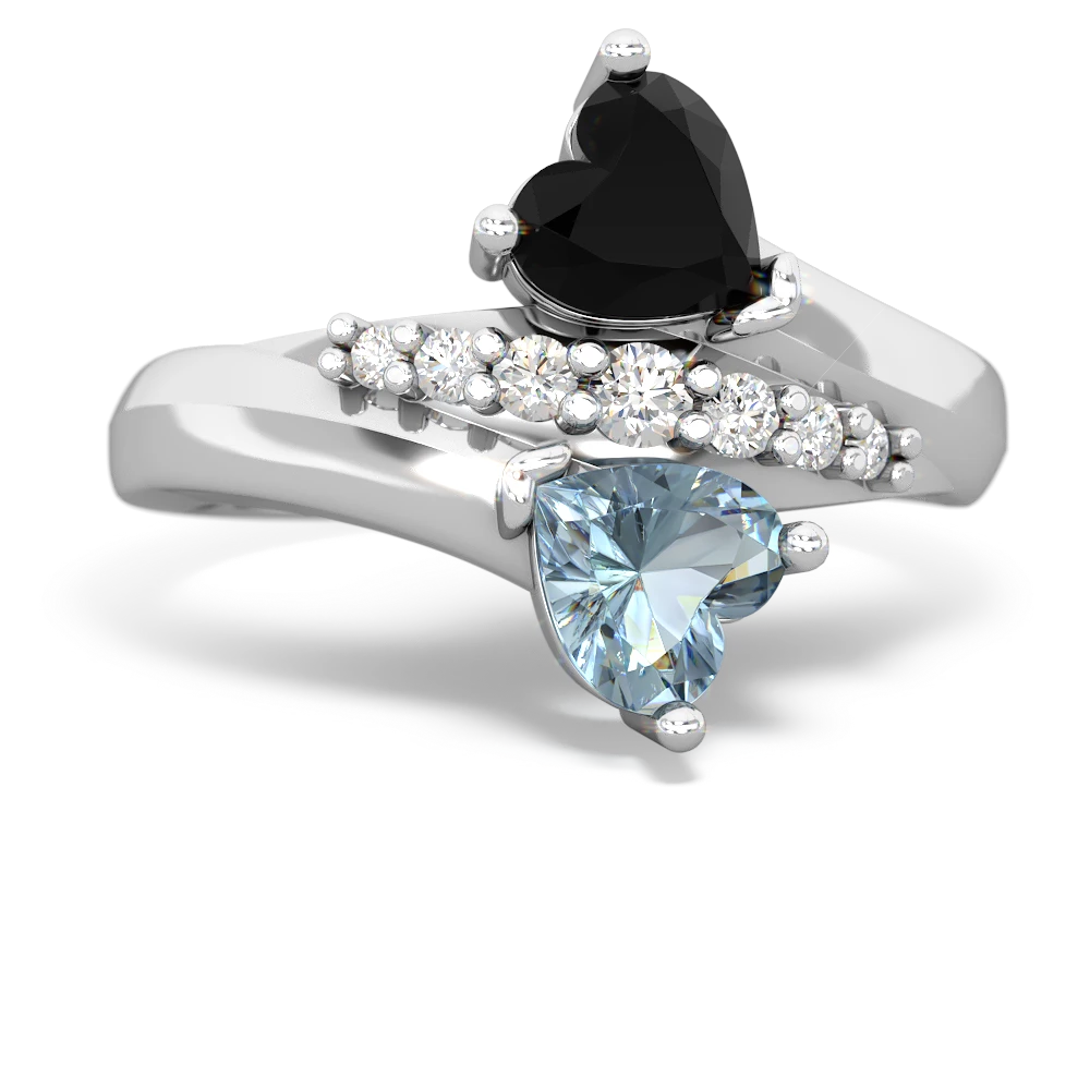 Onyx Heart To Heart 14K White Gold ring R2064