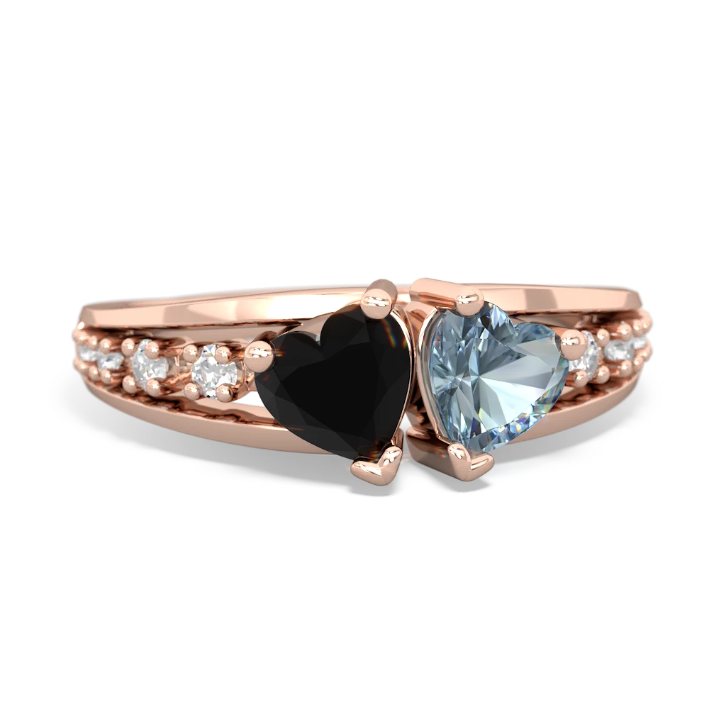 Onyx Heart To Heart 14K Rose Gold ring R3342