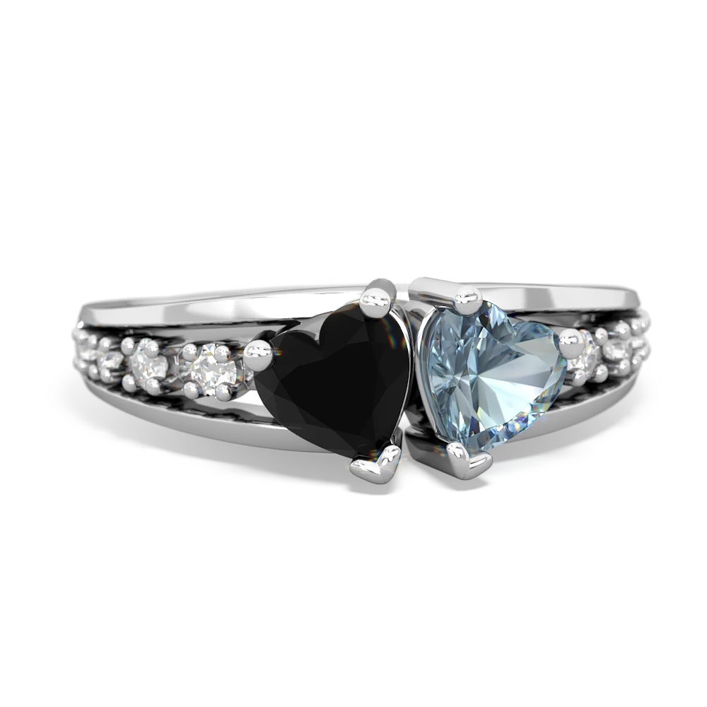 Onyx Heart To Heart 14K White Gold ring R3342