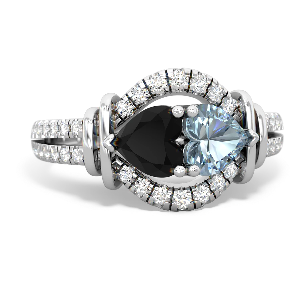 Onyx Art-Deco Keepsake 14K White Gold ring R5630