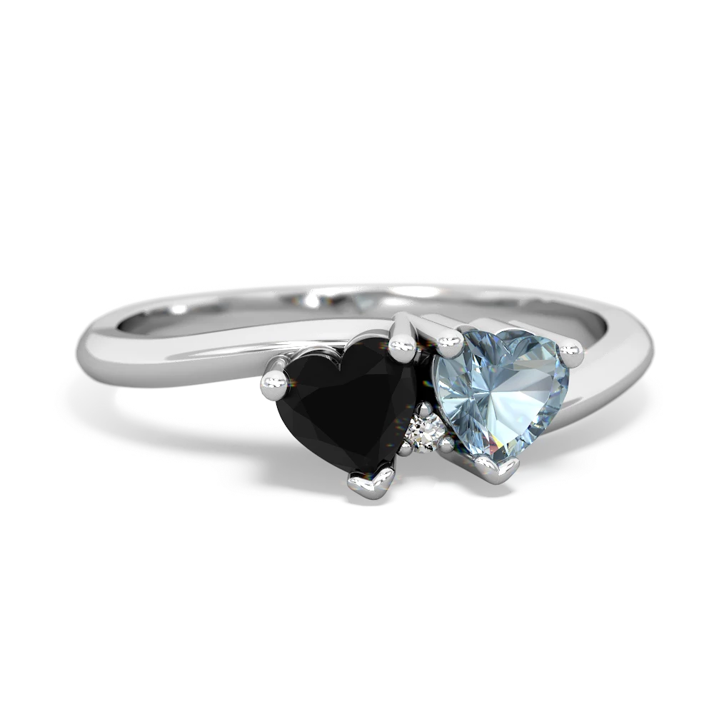 Onyx Sweethearts 14K White Gold ring R5260