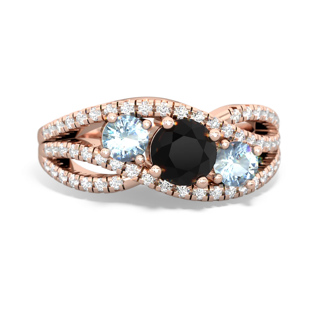 Onyx Three Stone Aurora 14K Rose Gold ring R3080