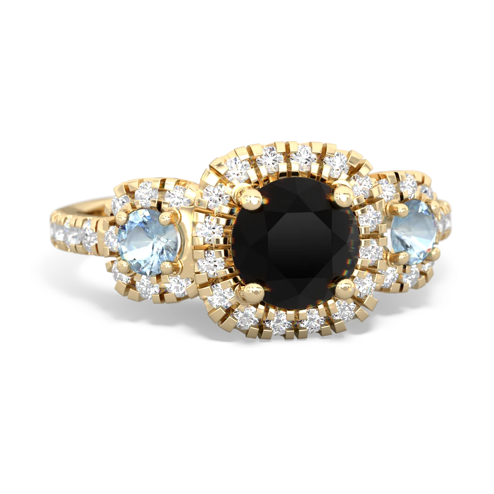 Onyx Regal Halo 14K Yellow Gold ring R5350