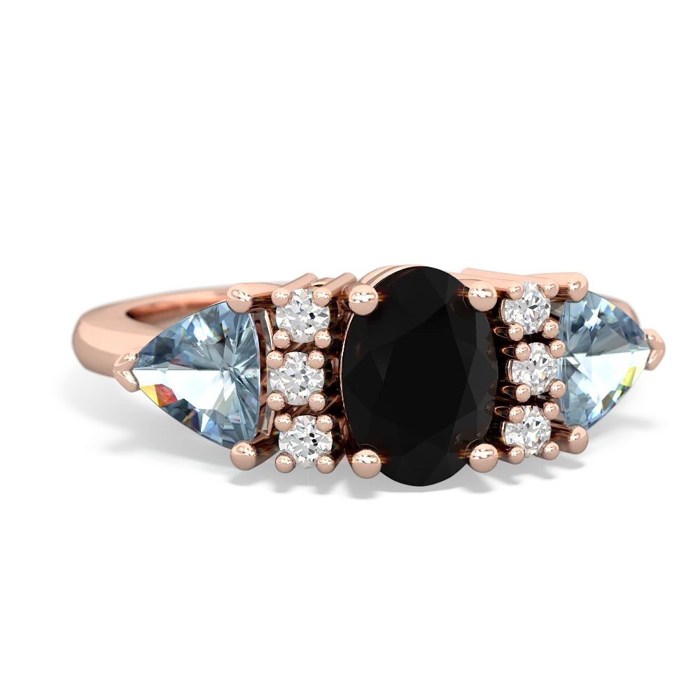 Onyx Antique Style Three Stone 14K Rose Gold ring R2186