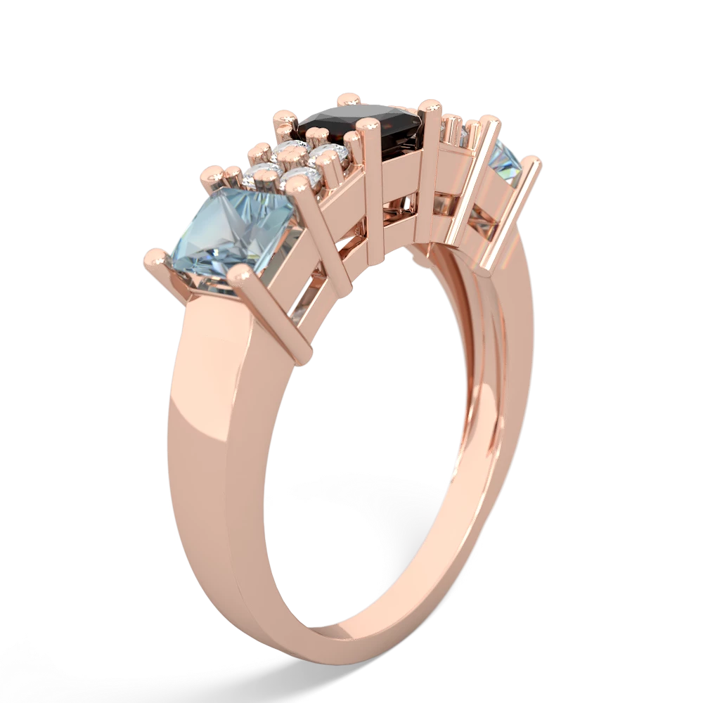 Onyx Three Stone Diamond Cluster 14K Rose Gold ring R2592