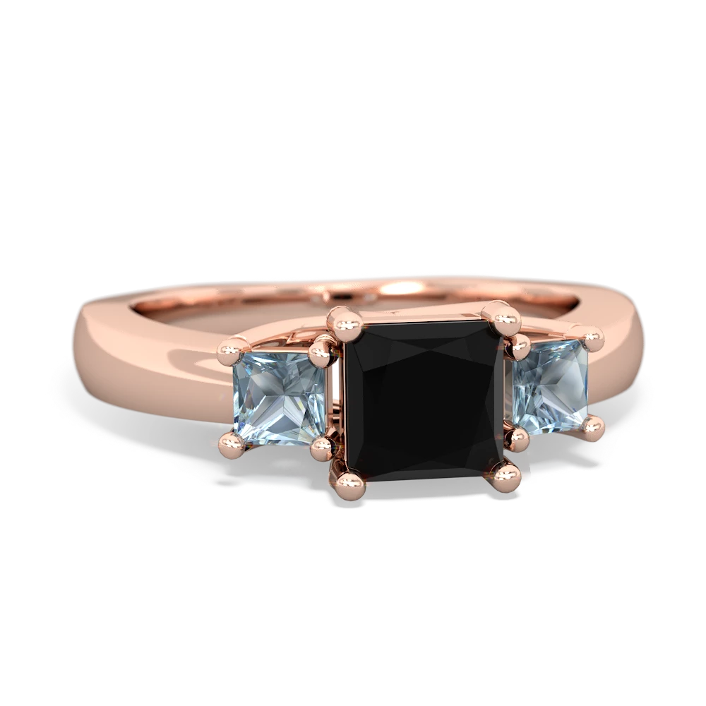 Onyx Three Stone Trellis 14K Rose Gold ring R4015