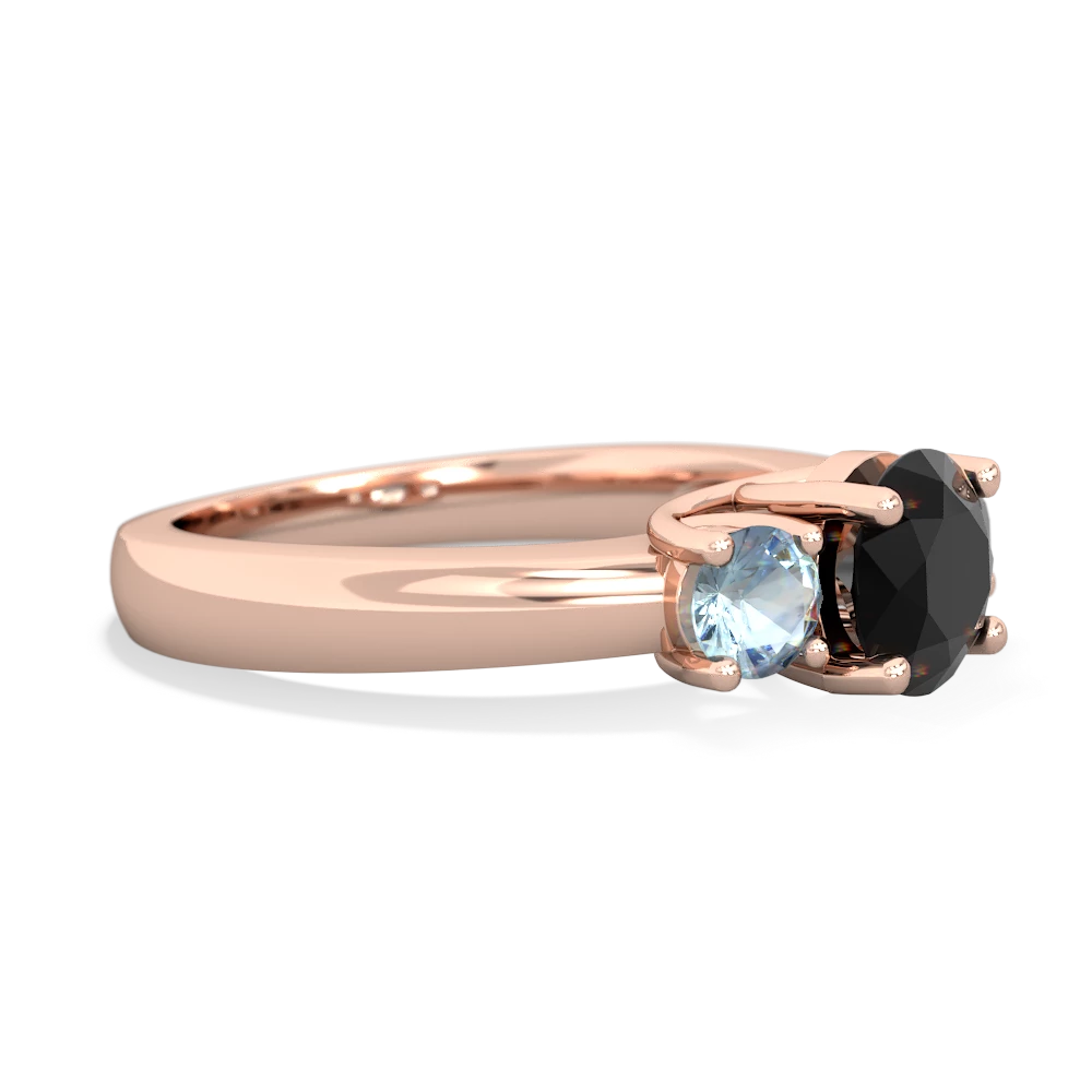 Onyx Three Stone Round Trellis 14K Rose Gold ring R4018