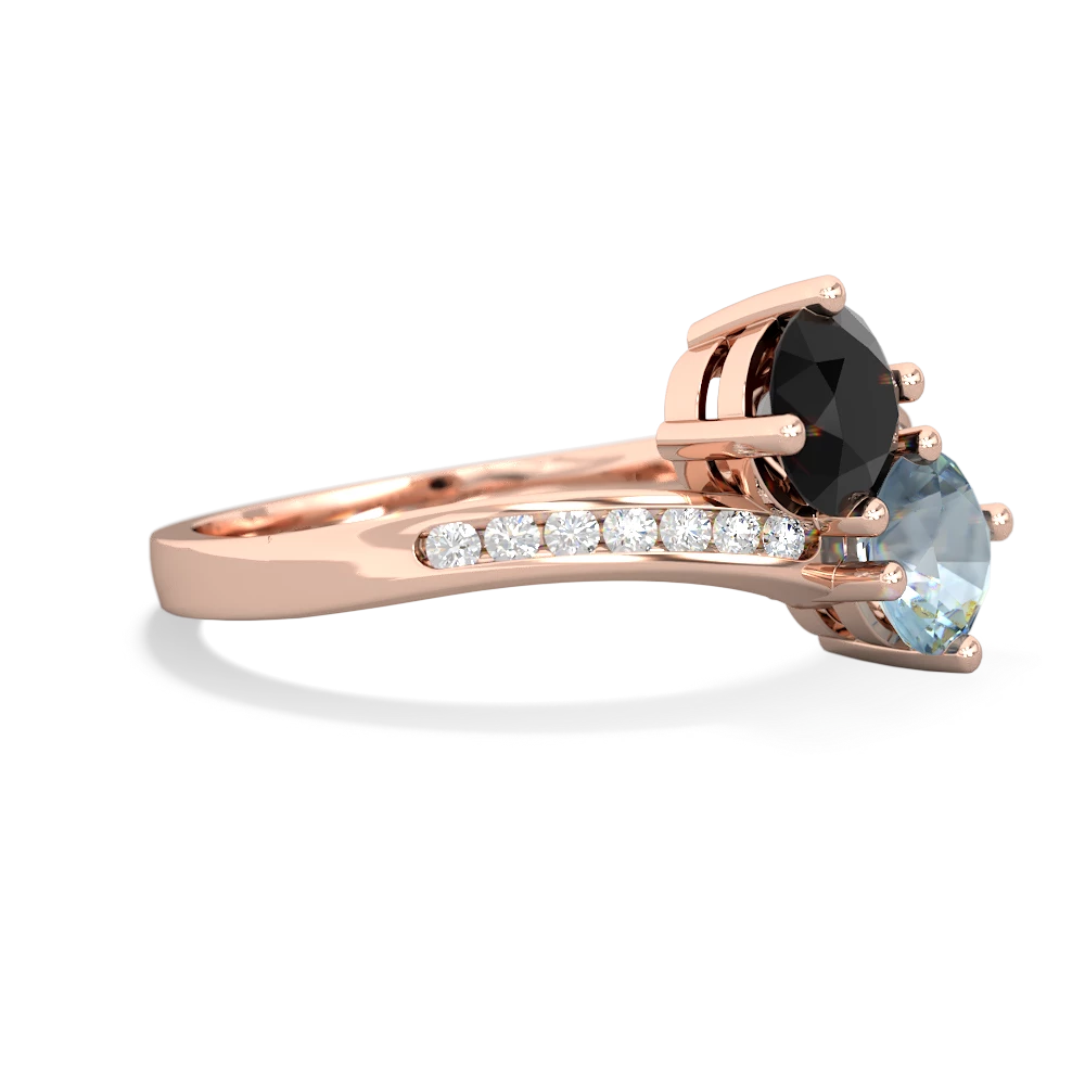 Onyx Channel Set Two Stone 14K Rose Gold ring R5303