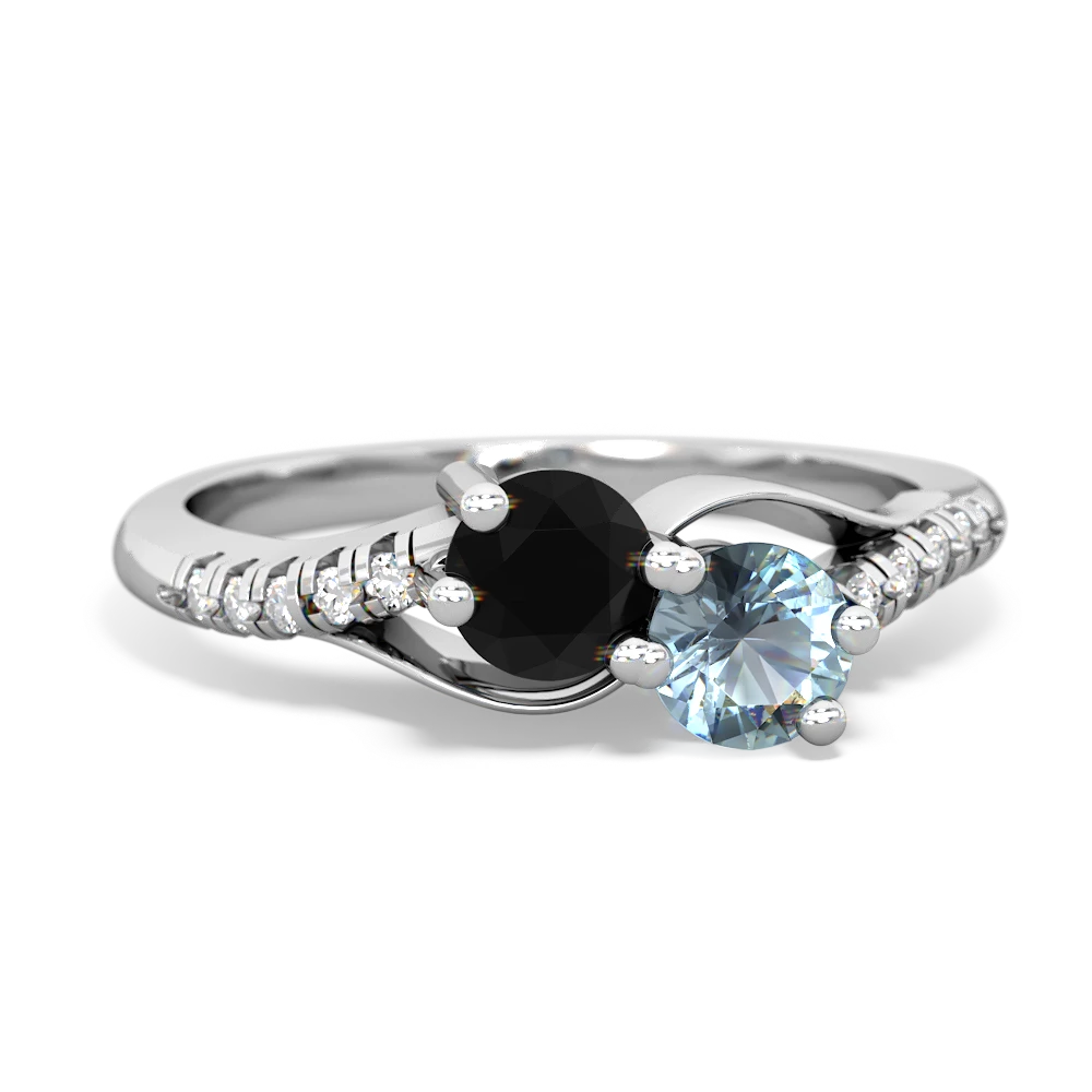 Onyx Infinity Pave Two Stone 14K White Gold ring R5285