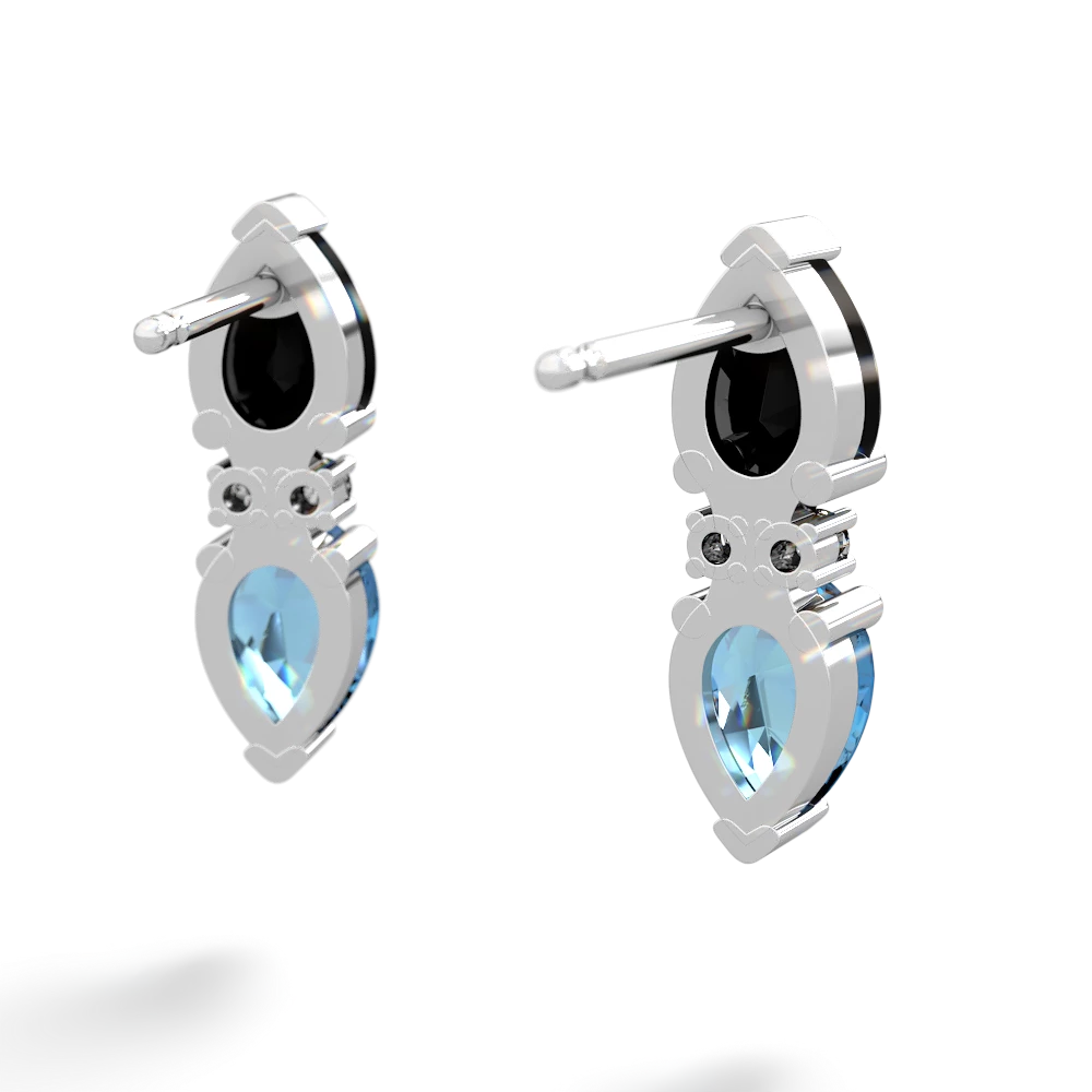 Onyx Bowtie Drop 14K White Gold earrings E0865