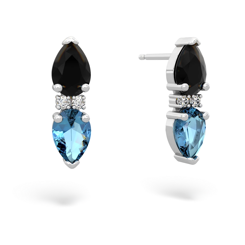 Onyx Bowtie Drop 14K White Gold earrings E0865