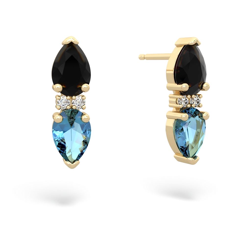 Onyx Bowtie Drop 14K Yellow Gold earrings E0865