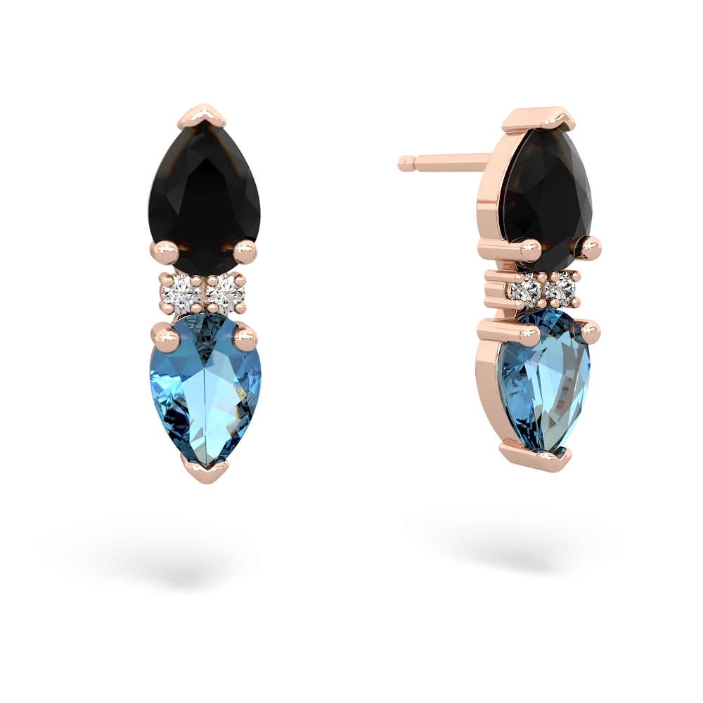 Onyx Bowtie Drop 14K Rose Gold earrings E0865
