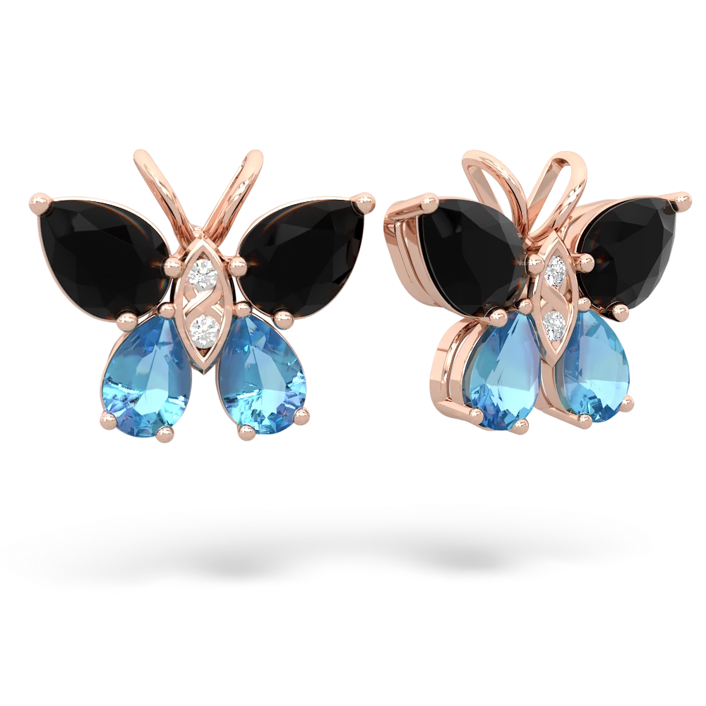 Onyx Butterfly 14K Rose Gold earrings E2215