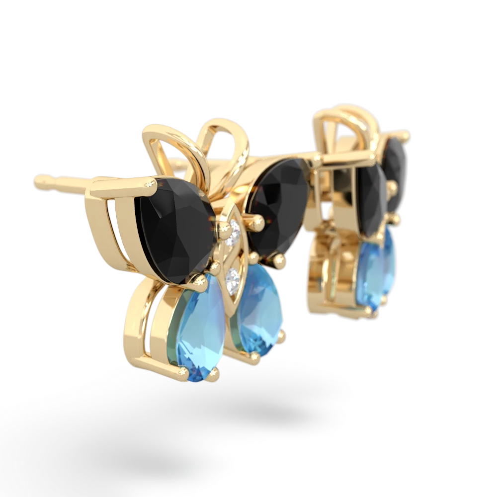 Onyx Butterfly 14K Yellow Gold earrings E2215