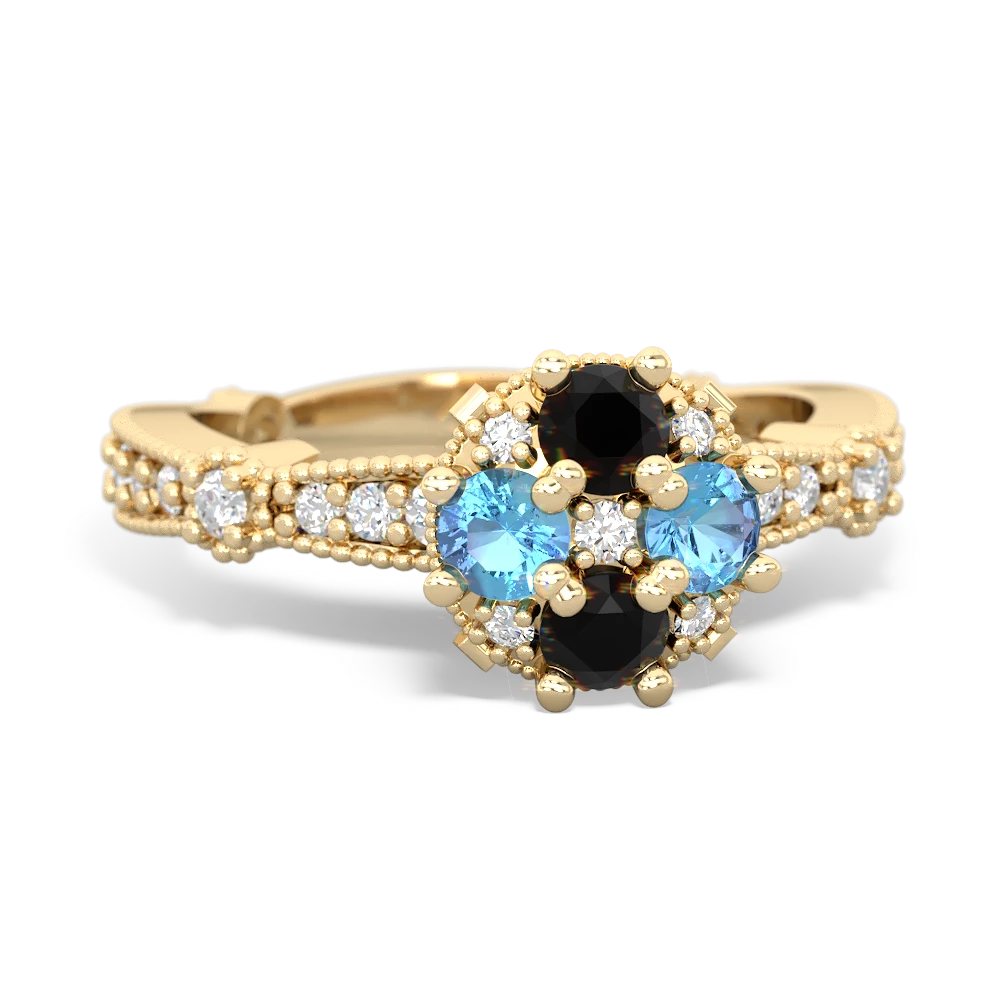 Onyx Sparkling Tiara Cluster 14K Yellow Gold ring R26293RD