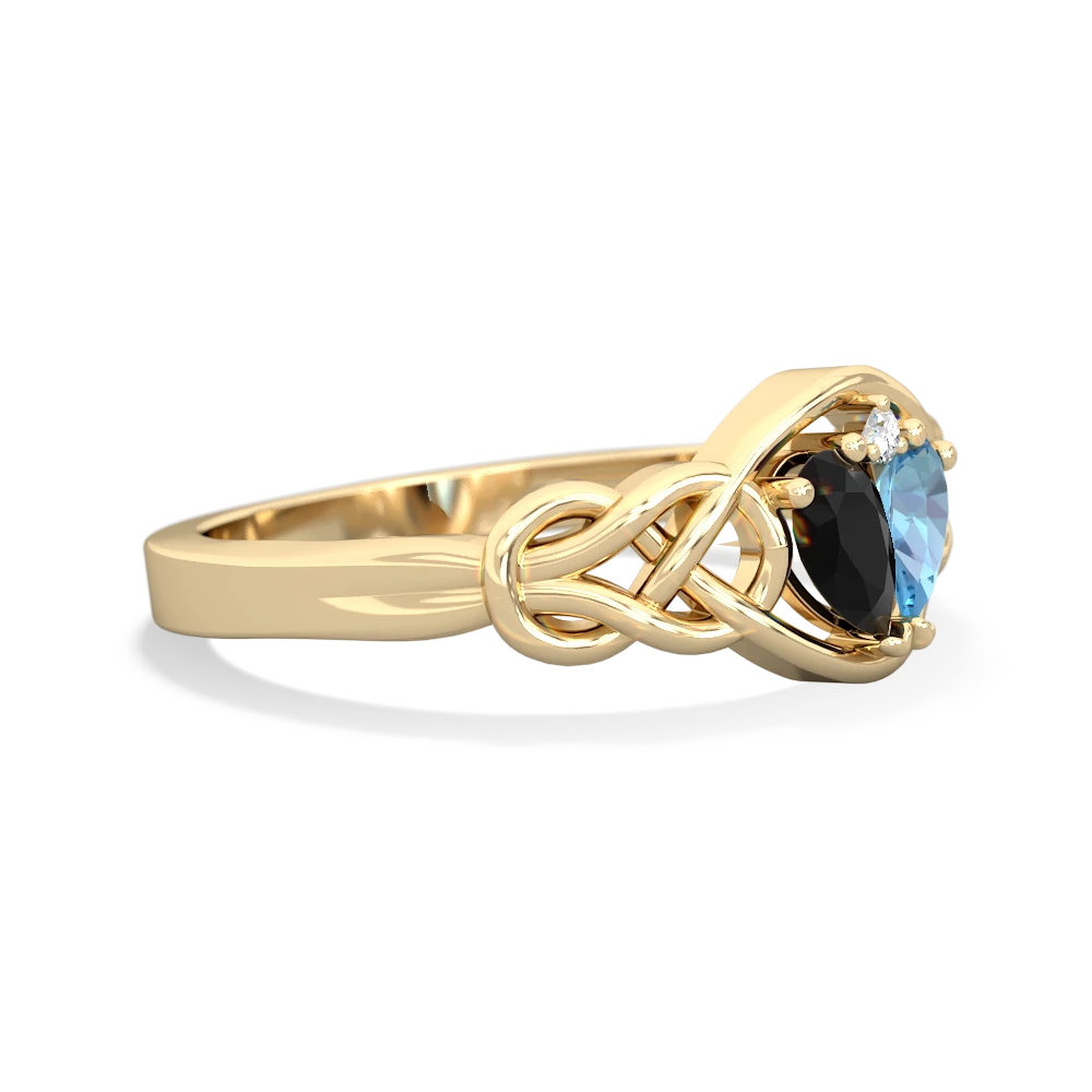 Onyx Celtic Love Knot 14K Yellow Gold ring R5420