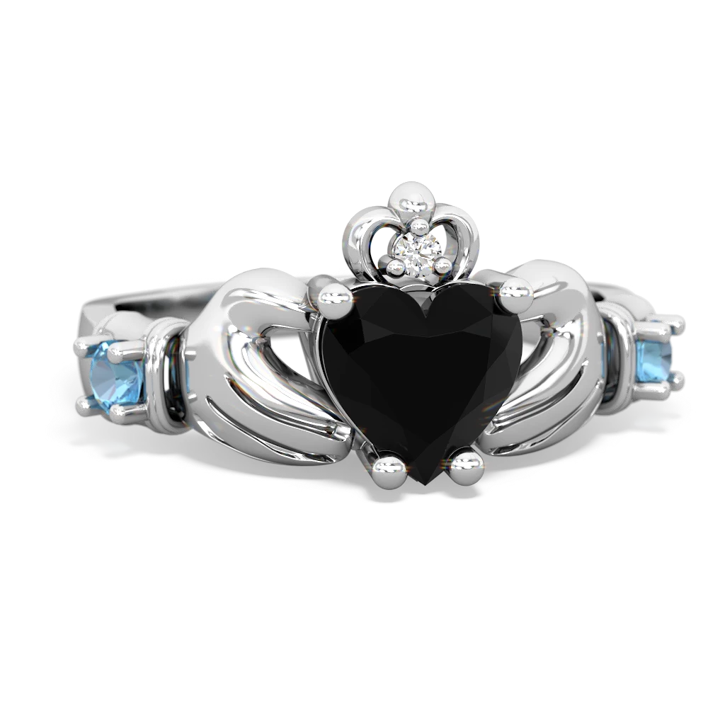 Onyx Claddagh Keepsake 14K White Gold ring R5245