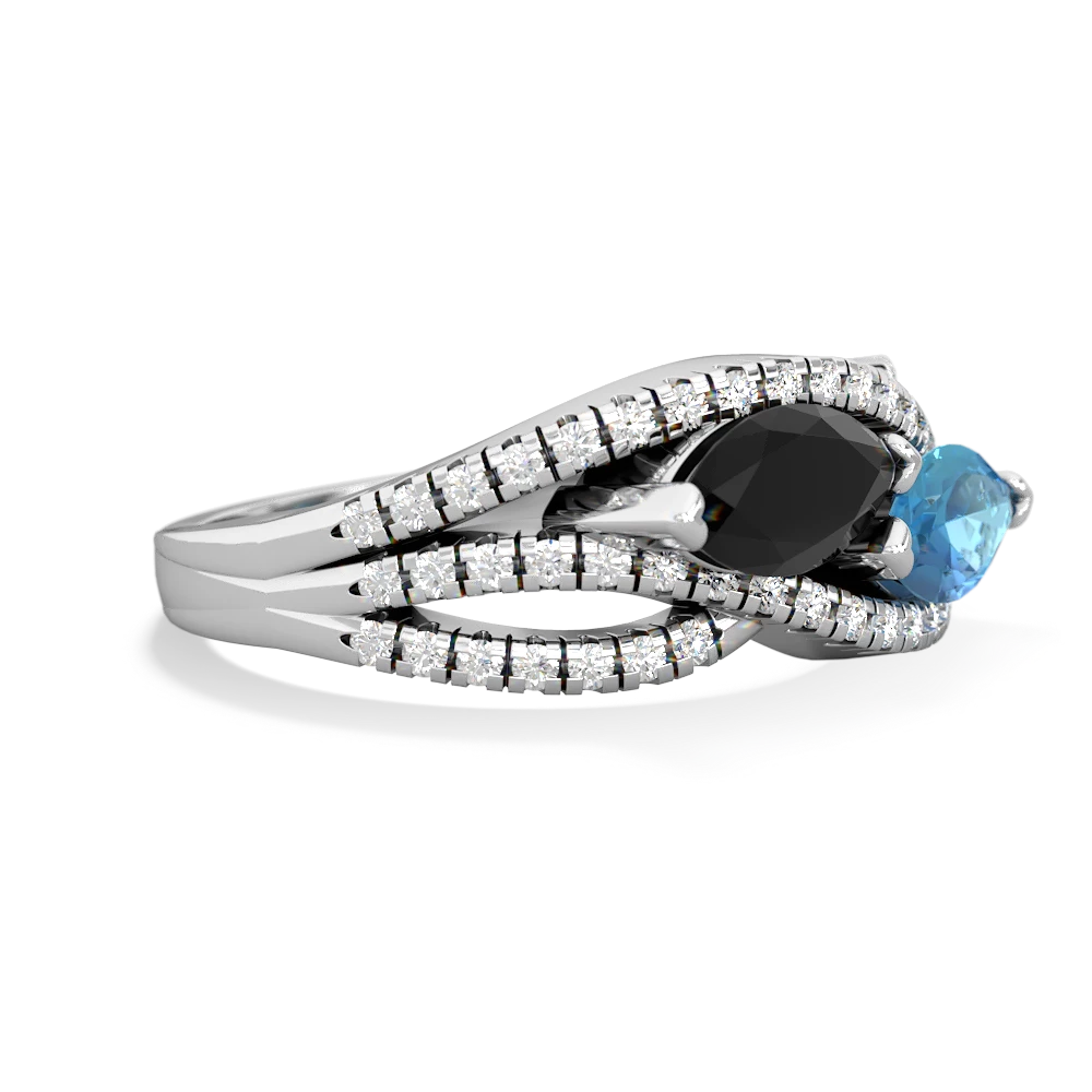 Onyx Diamond Rivers 14K White Gold ring R3070