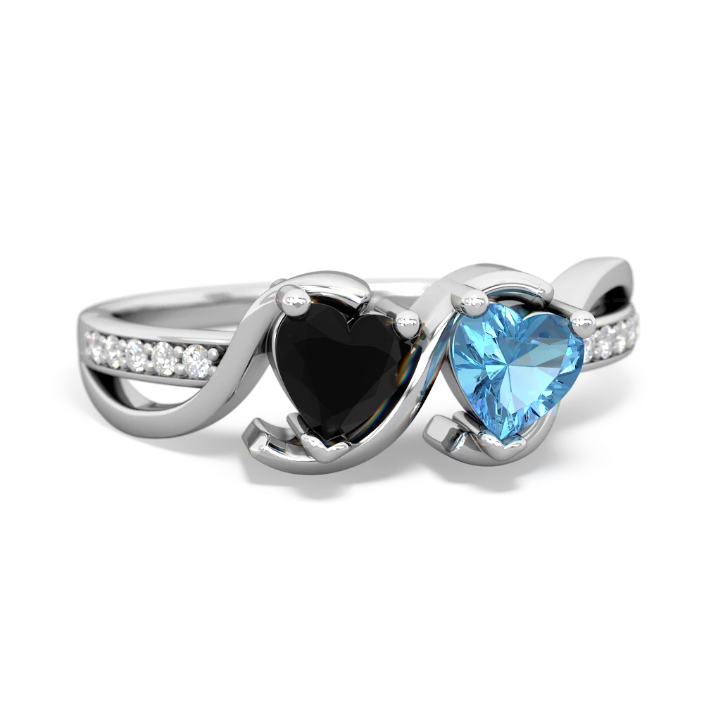 Onyx Side By Side 14K White Gold ring R3090