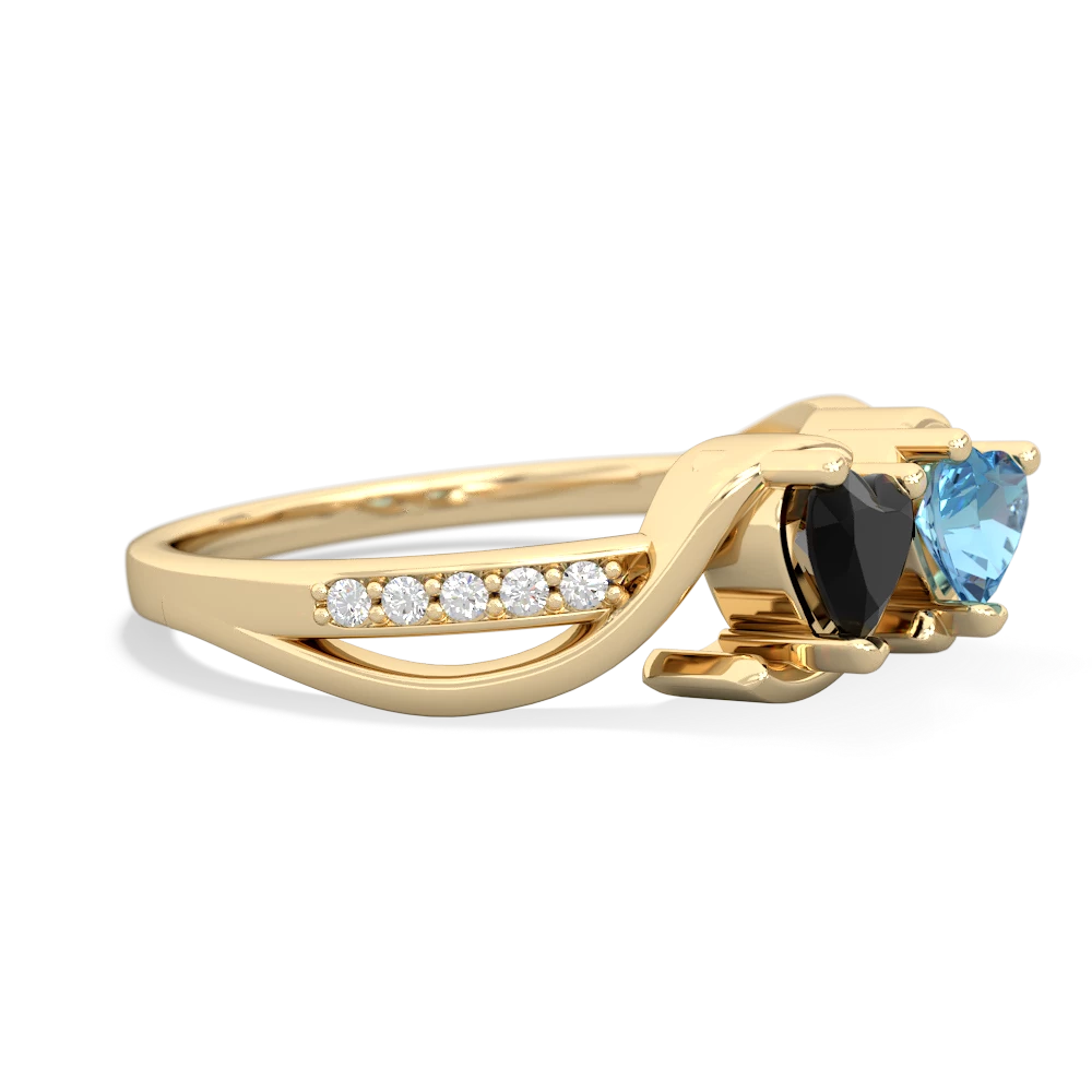 Onyx Side By Side 14K Yellow Gold ring R3090