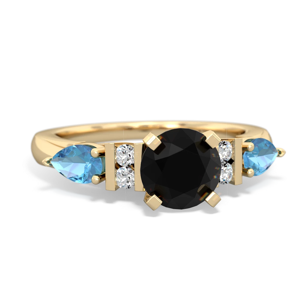 Onyx 6Mm Round Eternal Embrace Engagement 14K Yellow Gold ring R2005