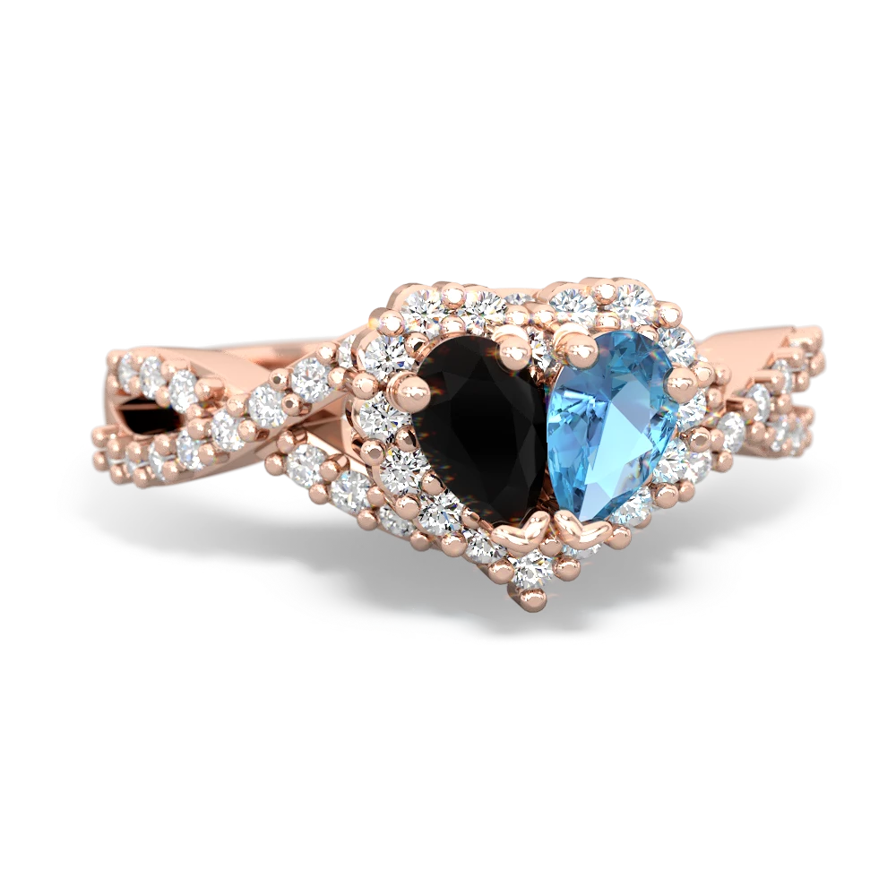 Onyx Diamond Twist 'One Heart' 14K Rose Gold ring R2640HRT