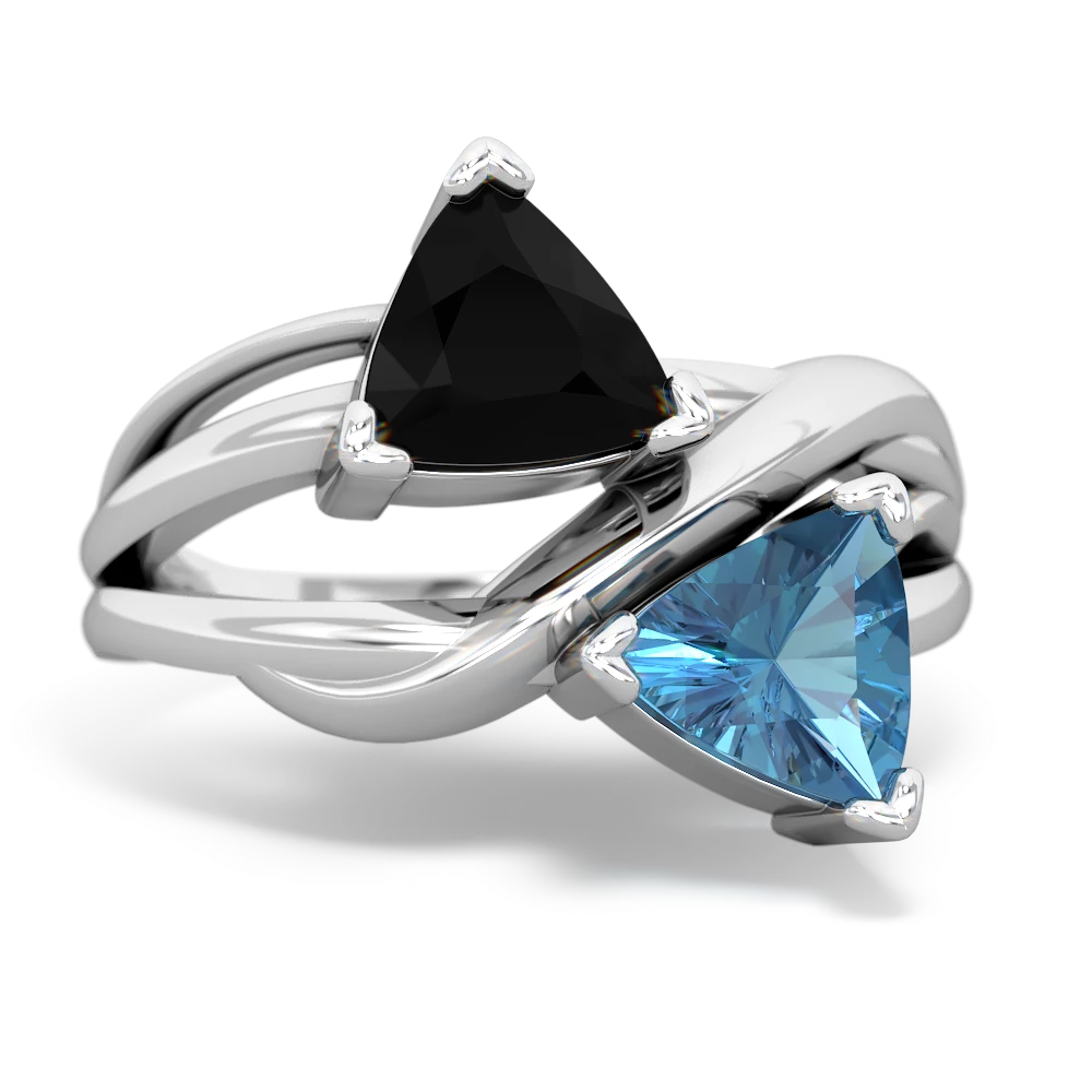 Onyx Split Band Swirl 14K White Gold ring R2341