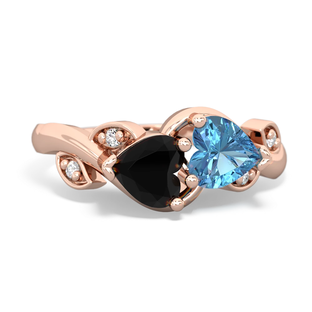 Onyx Floral Elegance 14K Rose Gold ring R5790