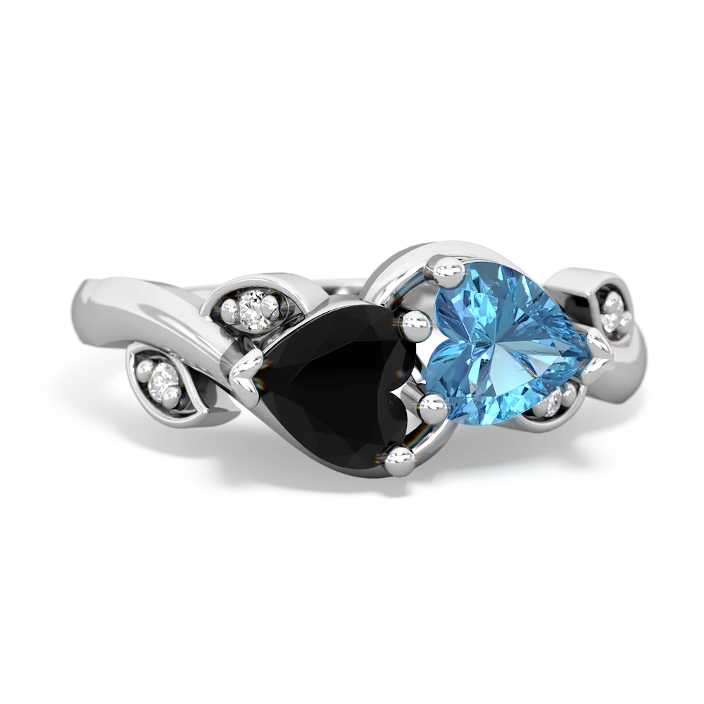 Onyx Floral Elegance 14K White Gold ring R5790