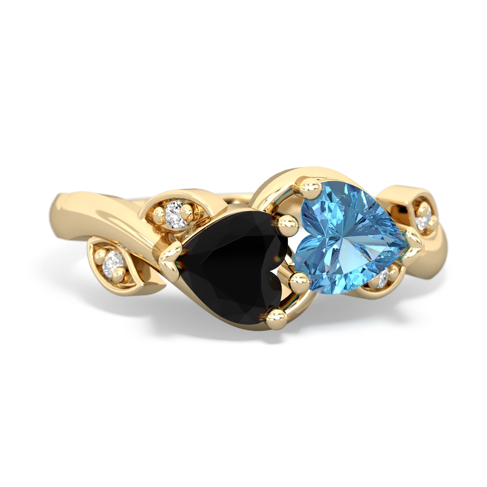 Onyx Floral Elegance 14K Yellow Gold ring R5790