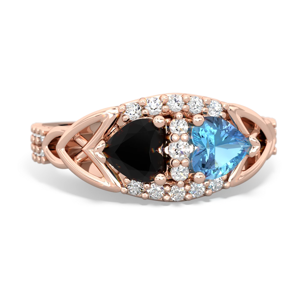 Onyx Sparkling Celtic Knot 14K Rose Gold ring R2645