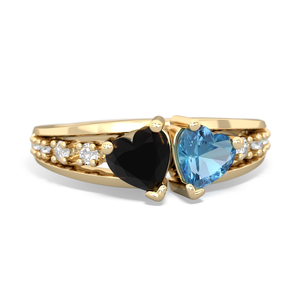 Onyx Heart To Heart 14K Yellow Gold ring R3342