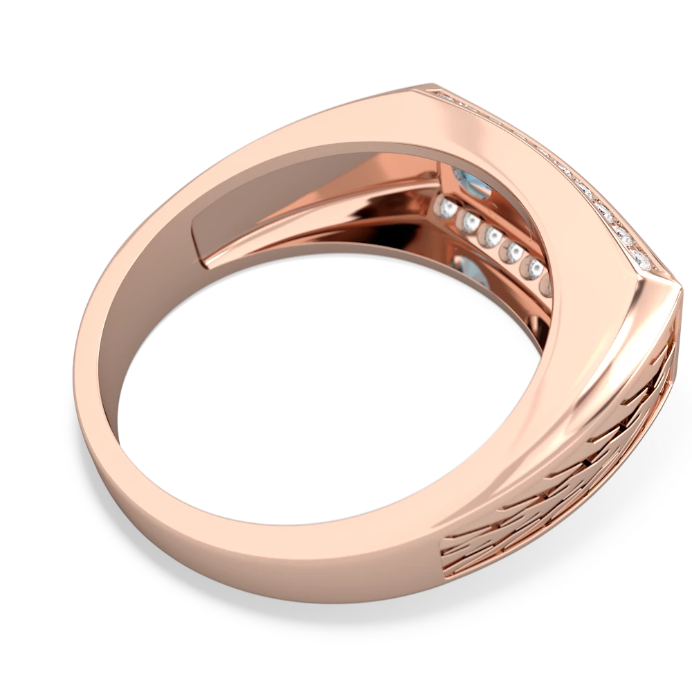 Onyx Three Stone Tire Tread Men's 14K Rose Gold ring R0520