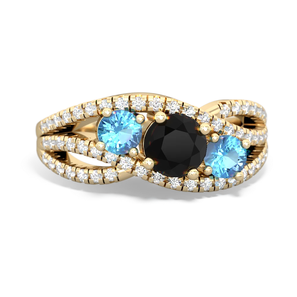 Onyx Three Stone Aurora 14K Yellow Gold ring R3080