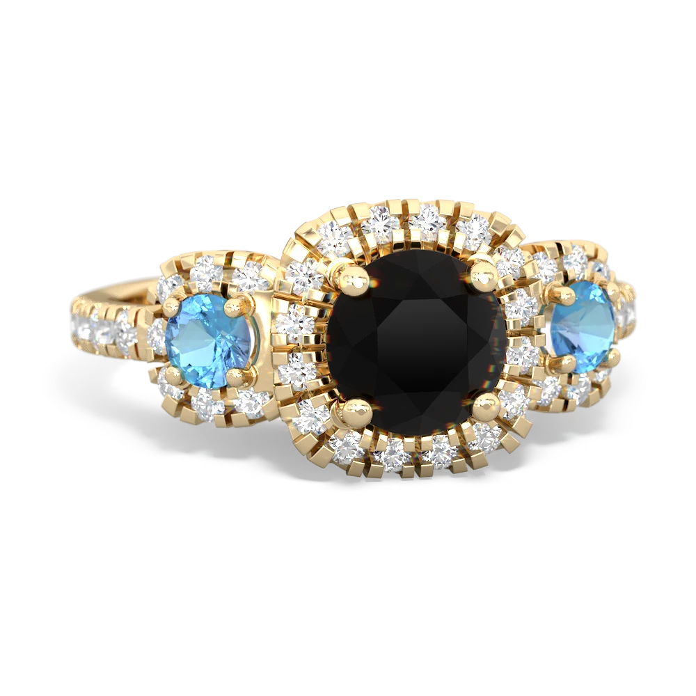 Onyx Regal Halo 14K Yellow Gold ring R5350