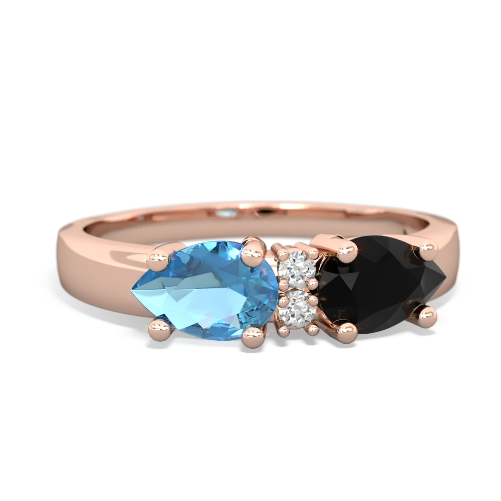 Onyx Pear Bowtie 14K Rose Gold ring R0865