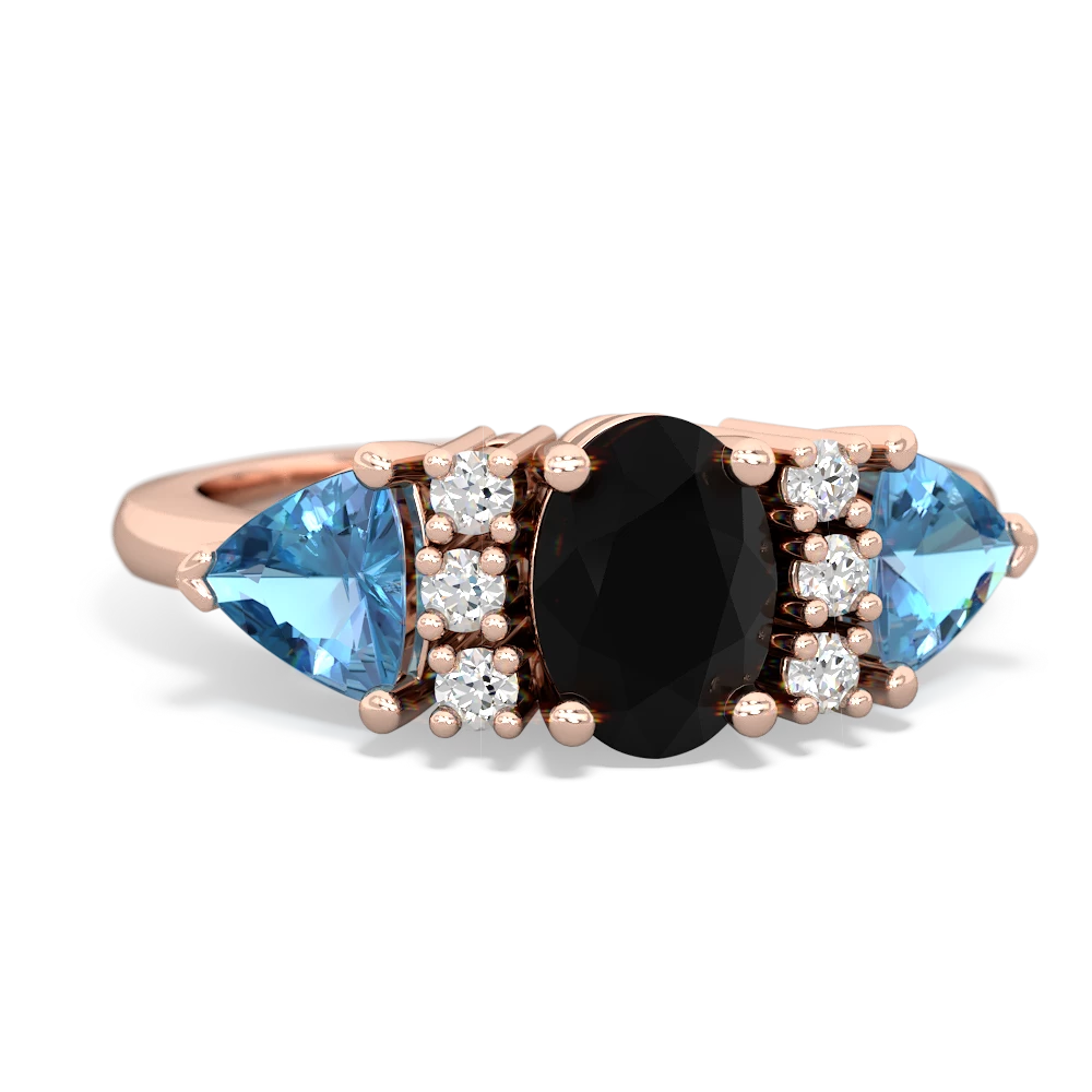 Onyx Antique Style Three Stone 14K Rose Gold ring R2186