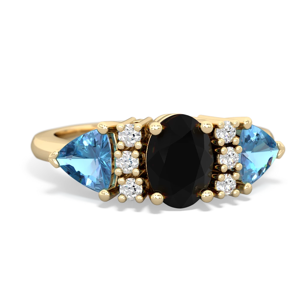 Onyx Antique Style Three Stone 14K Yellow Gold ring R2186