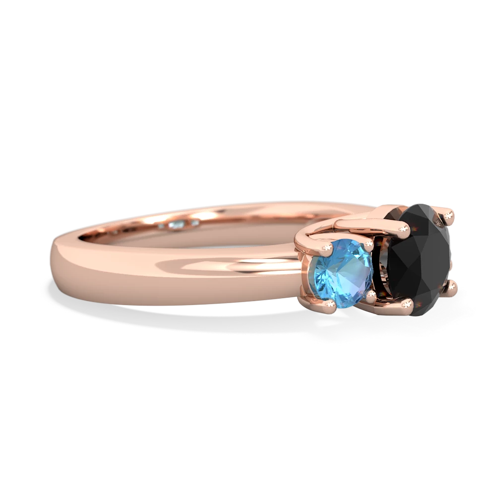 Onyx Three Stone Round Trellis 14K Rose Gold ring R4018