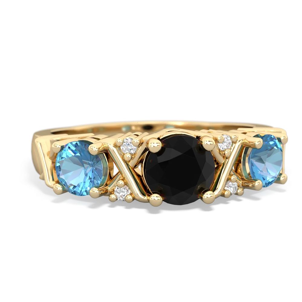 Onyx Hugs And Kisses 14K Yellow Gold ring R5016