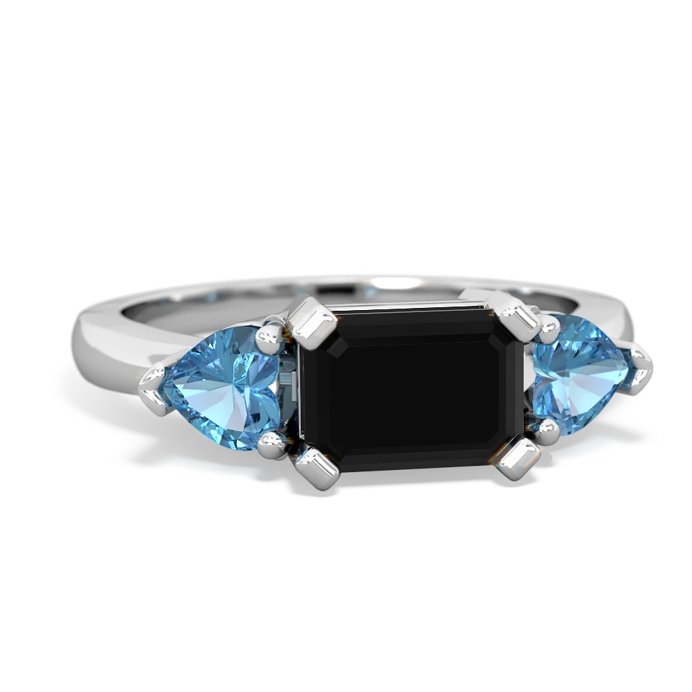Onyx Three Stone 14K White Gold ring R5235