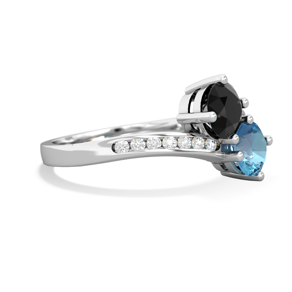 Onyx Channel Set Two Stone 14K White Gold ring R5303