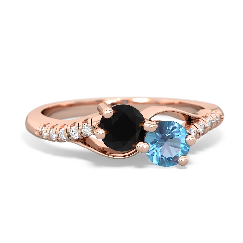 Onyx Infinity Pave Two Stone 14K Rose Gold ring R5285